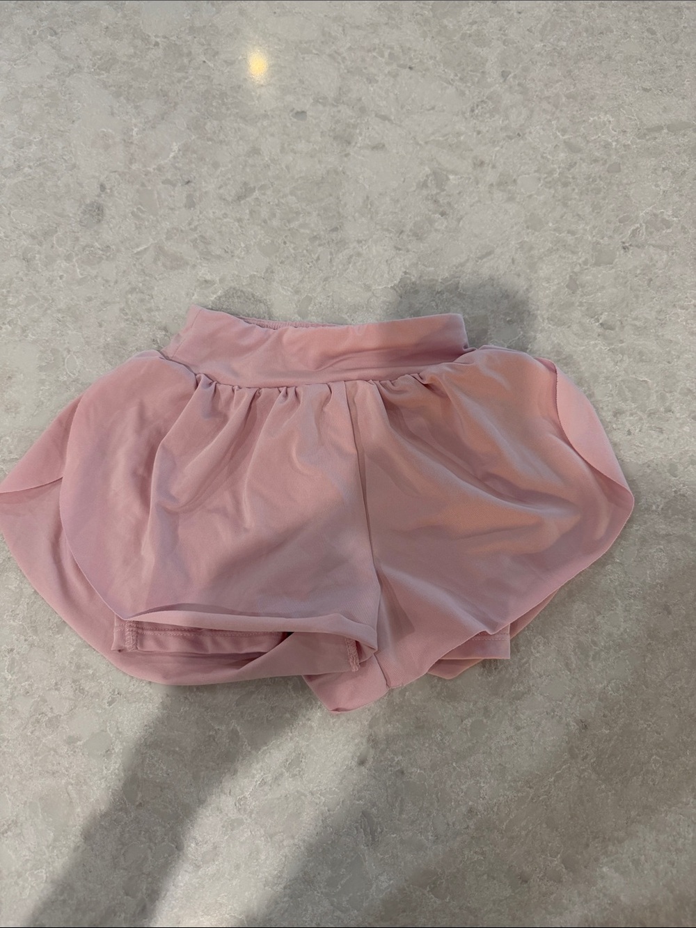 Light Pink Women’s Athletic Skort Shorts with Flowy Overlay